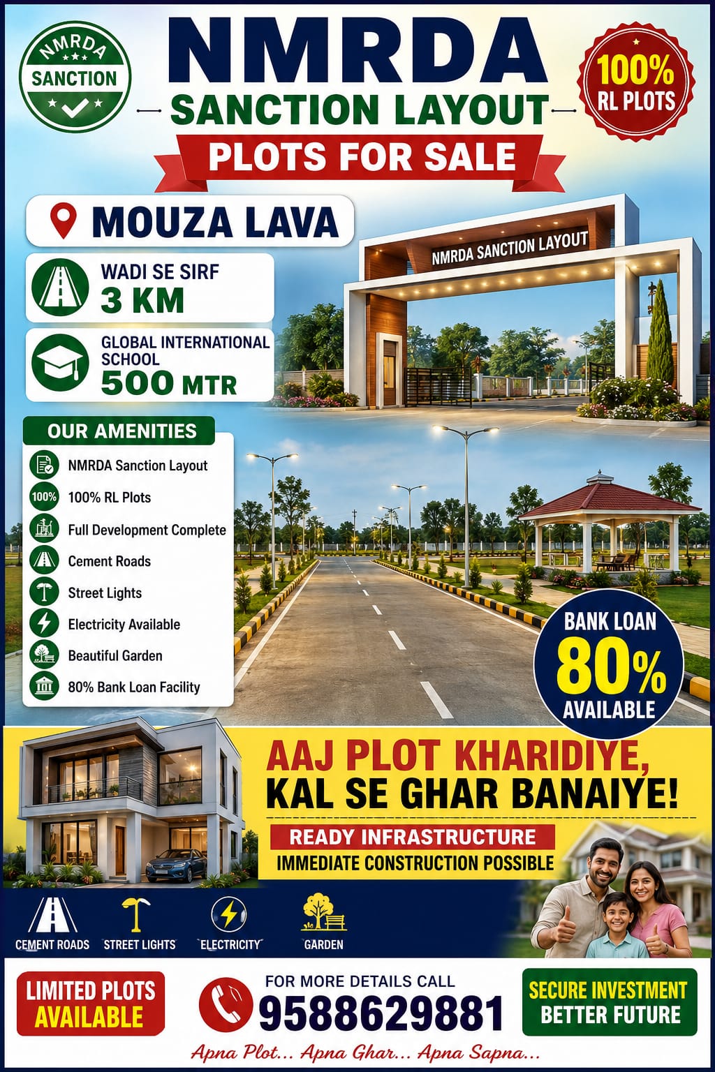 NMRDA sanction layout plots for sale at Mouza Lava, Nagpur
